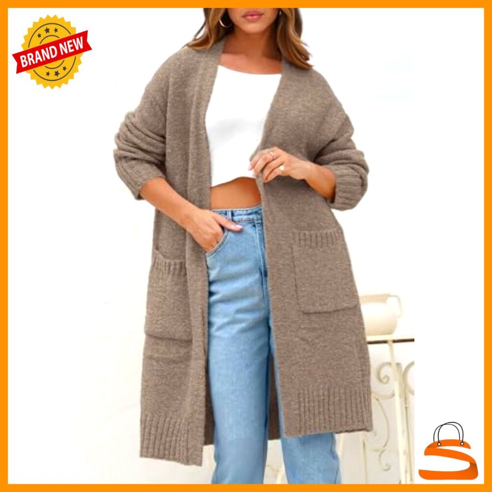 Oversized Knit Cardigan Open Front Long Sleeve Chic Loose Fit Winter Sweater - Picture 2 of 7
